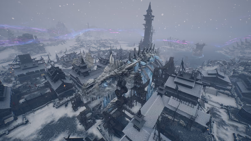 Throne and Liberty — frozen dominion overrun by a giant creature, official screenshot